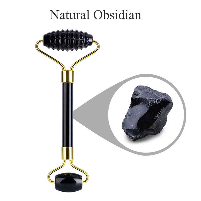 Jade Roller Stone - Natural Obsidian Face Massage Roller Gua