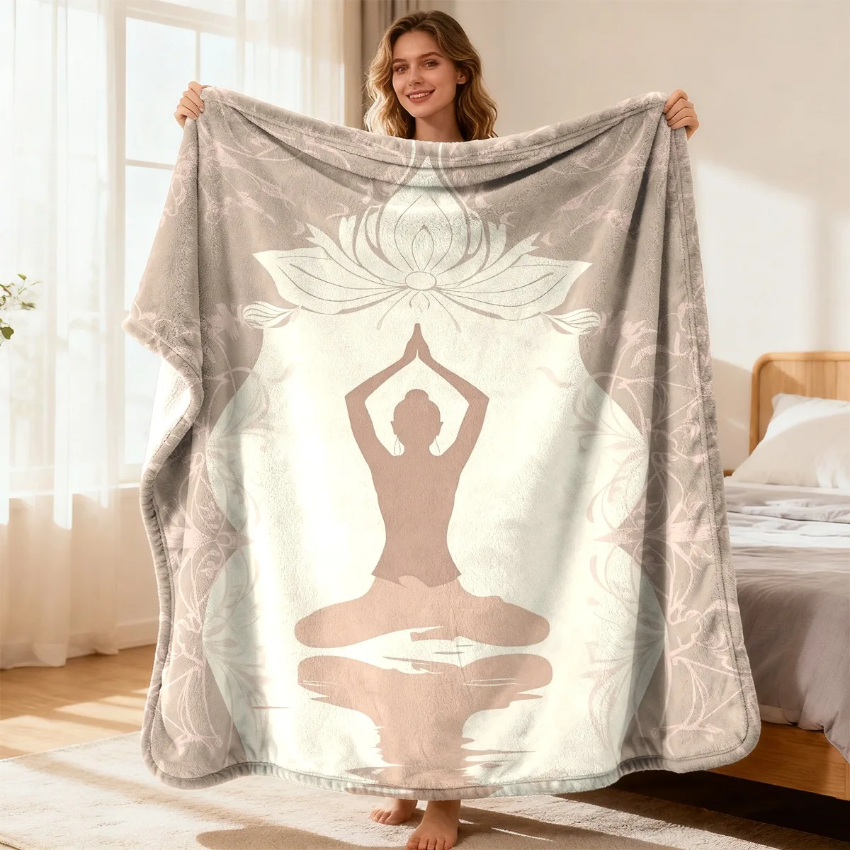 Spa Wellness Luxury - Luxurious Yoga Lotus Meditation Throw Blanket