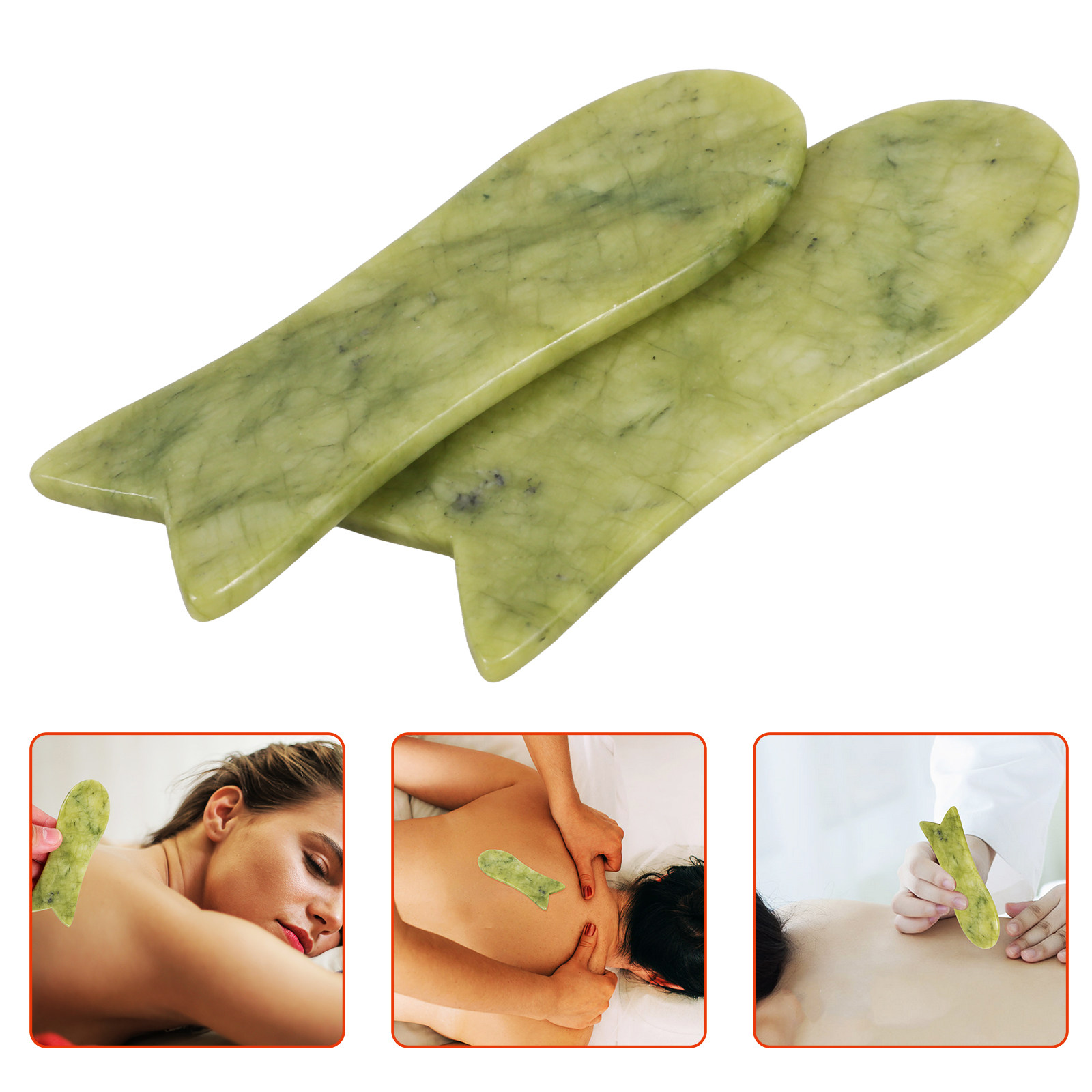 Spa And Wellness - 2Pcs Natural Jade Gua Sha Scraping