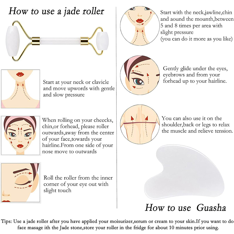 Natural Jade Roller Face Gua S - Jade Roller Stone ulasan dan harga
